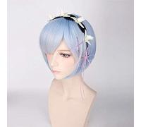 LINLINCD Cosplay Wig Re: Life in a Different World than Zero Graduated Ram Rem Cosplay Wig for Women Short Straight Pink Blue Anime Wig Rem Wig and Headpiece