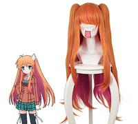 LINLINCD Cosplay Wig Rewrite Ohtori Chihaya Cosplay Wig 100 cm Long Straight Orange Purple Mix Synthetic Hair Anime Costume Wigs + Wig Cap 420B