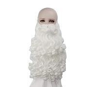LINLINCD Cosplay Wig Santa Claus Wig and Beard Curly Long White Holiday Costume Hairpiece Santa Claus Cosplay Wigs Christmas Pelucas ZL001