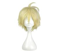 LINLINCD Cosplay Wig Seraph of the End Mikaela Hyakuya Golden Short Wig Cosplay Costume Owari No Seraph Heat Resistant Synthetic Hair Men Wigs