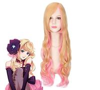 LINLINCD Cosplay Wig Sheryl Nome Women Long Wavy Curly Wig Cosplay Costume Heat Resistant Synthetic Hair Wigs Macross F.