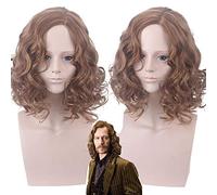 LINLINCD Cosplay Wig Sirius Brown Wig Cosplay Costume Halloween Sirius Short Wavy Brown Heat Resistant Fibre Hair Wigs for Men Boys Role Play Pl-480
