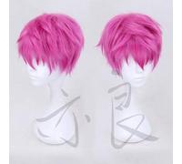 LINLINCD Cosplay Wig The Devastating Life of Saiki K. Wig Saiki Kusuo Straight Short Pink Synthetic Hair + Wig Cap Wig Only