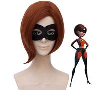 LINLINCD Cosplay Wig The Incredibles Elastigirl Cosplay Girl Helen Parr Role Play Hair Violet Parr Wig (without Eye Mask) + Wig Cap Wig Only