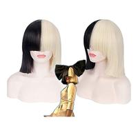 LINLINCD Cosplay Wig This is Sia Women Black Blonde Short Straight Wig Cosplay Costume Heat Resistant Synthetic Hair Wigs