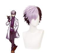 LINLINCD Cosplay Wig Toilet Tied Hanako-Kun Cosplay Wigs Tsuchigomori Mix Purple Short Synthetic Hair Wig Anime Costume Role Play Wig