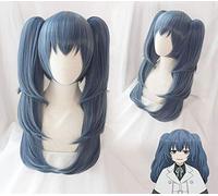 LINLINCD Cosplay Wig Tokyo Ghoul Saiko Yonebayashi Cosplay Wigs Long Wavy Synthetic Hair Perucas Cosplay Wig + Wig Cap Blue