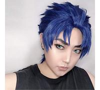 LINLINCD Cosplay Wig Tokyo Jojos Bizarre Adventure Men's Jonathan Joestar Cosplay Wig Jonathan Joestar Styled Blue Costume Role Play Wigs Pelucas PL-246