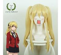 LINLINCD Cosplay Wig Tokyo Kakegurui Forced Player Saotome Meari Cosplay Wig Role Play Saotome Meari Yellow Hair with 2 Ponytails One Size Yellow