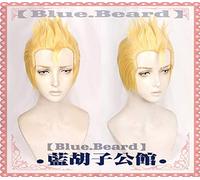 LINLINCD Cosplay Wig Tokyo Mew Mew Manga Minto Aizawa Cosplay Wig Hairwear Blue Short Wig Heat Resistant + Cap + Track Gold