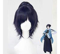 LINLINCD Cosplay Wig Touken Ranbu Online Wigs Yamatonokami Yasusada Fudou Yukimitsu and Shinano Toshiro Cosplay Wig Synthetic Hair Navy Blue