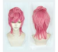 LINLINCD Cosplay Wig Trish Una Cosplay Pink Wig Anime JOJO Bizarre Adventure Golden Wind Cosplay Wig Trish Una Hair Halloween Costume Wigs + Hat + Track