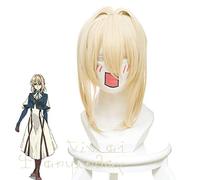 LINLINCD Cosplay Wig Violet Evergarden Ponytail Braid Buns Blonde Heat Resistant Hair Peluca Anime Cosplay Costume Wig + Wig Cap 446A