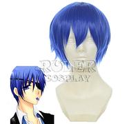 LINLINCD Cosplay Wig Vocaloid Kaito Cosplay Wig Blue Short Heat Resistant Fibre Synthetic Hair Peruca Anime Costume Wigs