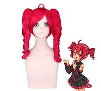 LINLINCD Cosplay Wig VOCALOID Kasane Teto Red Two Ponytails Wavy Curly Wig Cosplay Costume Women Heat Resistant Synthetic Hair Wigs Kasane Teto