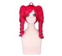 LINLINCD Cosplay Wig VOCALOID Kasane Teto Red Two Ponytails Wavy Curly Wig Cosplay Costume Women Synthetic Hair Halloween Party Wigs