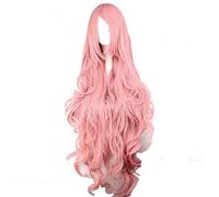 LINLINCD Cosplay Wig Vocaloid Megurine Luka Pink Long Curly Wig Cosplay Costume Heat Resistant Synthetic Hair Halloween Party Wigs 2