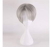 LINLINCD Cosplay Wig Yuri !!! On Ice Viktor Nikiforov Wig Victor Nikiforov Cosplay Wigs Grey Short Synthetic Hair Anime Costume Wig Kumz047