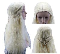 LINLINCD Daenerys Targaryen Dragon Princess Cosplay Wig Light Gold Wig Game of Thrones Braids Cosplay Wigs Costume One Size Light Gold