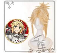 LINLINCD Destiny Mordred Golden Blonde Ponytail Wig Cosplay Costume Synthetic Hair Halloween Party Game Wigs