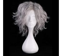 LINLINCD Fate/Grand Order Avenger Monte Cristo Silver Grey Short Curly Cosplay Wig Synthetic Hair Halloween Costume Party Wigs + Wig Cap