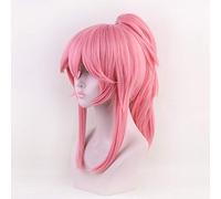 LINLINCD Fgo Fate/Grand Order Servant Anime Cosplay Wig Tamamo No Mae Synthetic Hair Halloween Costume Pink Wigs with Clip on Ponytail