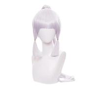 LINLINCD - Genshin Effect Kamisato Ayaka Cosplay Halloween Long Straight Ponytail Pony Temple Synthetic Hair Roll Game Cosplay Anime Wig