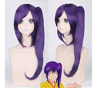 LINLINCD GINTAMA Terakado Tsu Cosplay Wig Cosplay Costume Purple 70 cm Long Wavy Synthetic Hair with a Ponytail for Female Anime Party Wigs