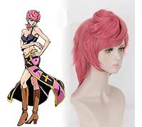 LINLINCD GIOGIO Cosplay Wig Golden Wind Women Trish Una Cosplay Wig Role Play Trish Una Pink Hair Costumes One Size Pink
