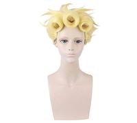 LINLINCD JOJOs Bizarre Adventure Golden Wind Giorno Giovanna Wig Cosplay Costume Synthetic Hair Men Women Yellow Braids Wigs