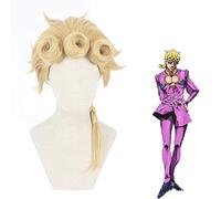 LINLINCD JoJos Cosplay Wig Bizarre Adventure Giorno Giovanna Golden Wig Braid Synthetic Hair Cosplay Hair for Adults Halloween Role Play GIOGIO