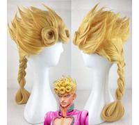 LINLINCD JoJos Cosplay Wig Bizarre Adventure Giorno Giovanna Wig GIOGIO Golden Braided Heat Resistant Synthetic Hair Cosplay Wigs + Wig Cap