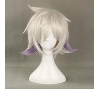 LINLINCD Kuks1519 Cosplay Wig Carnival Nai Cosplay Wigs Short Straight White and Purple Gradient Heat Resistant Synthetic Hair Wig Perucas for Man Boys