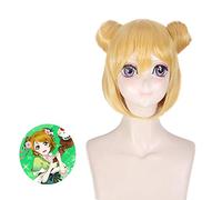LINLINCD Lovelive Koizumi Hanayo Cosplay Wig Short Heat Resistant Synthetic Hair with Bun Halloween Cosplay Costume Wig + Wig Cap
