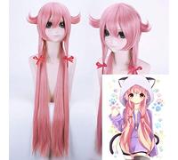 LINLINCD Mirai Nikki Gasai Yuno Cosplay Wig for Women Anime Cosplay Wig 100 cm Long Straight Pink Heat Resistant Synthetic Fake Hair Wig