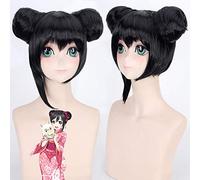 LINLINCD Nico Yazawa Cosplay Wigs for Women, Universal Anime Cartoon Wigs, Black with Two Long Straight Ponytail Buns