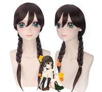 LINLINCD RDG Synthetic Dark Brown Long Cosplay Wig Anime Hair with Fringe Heat Resistant Braided Wigs for Women 60 cm