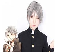 LINLINCD -Sugawara Koushi Cosplay Haikyuu Cosplay Men Short 30 cm Grey Wig Cosplay Anime Cosplay Halloween Heat Resistant Synthetic Wigs