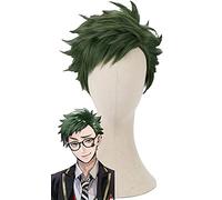 LINLINCD -Trey Clover Cosplay Wig Twisted Wonderland Cosplay Men Short Green Wig Cosplay Anime Cosplay Wigs Heat Resistant Synthetic Wigs