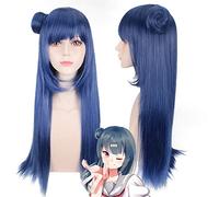 LINLINCD Tsushima Yoshiko Cosplay Wig LoveLive! Sunshine 70 cm Long Straight Cosplay Wig for Anime Costume Party Universal Female Fake Hair Blue