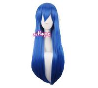 LINLINCD -Wendy Marvell Cosplay Fairy Tail Cosplay Women Long Straight Blue Wig Cosplay Anime Cosplay Wigs Heat Resistant Synthetic Wigs
