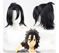 LINLINCD -Wig Anime Cosplay Anime Cosplay Wig Horimiya Miyamura Izumi Cosplay Wig Hori-san and Miyamura-kun Black Short Straight Ponytail Synthetic Hair Role Play