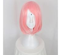 LINLINCD -Wig Anime Cosplay Anime Haruno Cosplay Wig Short Pink Styled Hair Heat Resistant Synthetic Hair Wig + Wig Cap