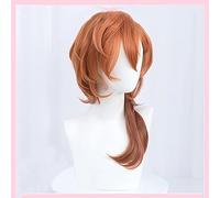 LINLINCD -Wig Anime Cosplay Bungou Stray Dogs Cosplay Chuuya Nakahara Wig Short Gradient Brown 55 cm Long Curly Heat Resistant Hair Halloween Anime Role Play