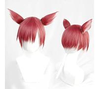 LINLINCD -Wig Anime Cosplay Final Fantasy XIV FF14 G'raha Tia Cosplay Anime Wig with Ears Long Wig with Free Hair Net for Party Carnival Halloween Wigs Christmas Wigs