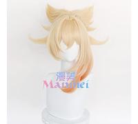 LINLINCD -Wig Anime Cosplay Genshin Impact xiaomiya god cos Wig Liuyan Huawu Rice Wife City Special Colour Tiger Mouth Clip Ponytail Wig