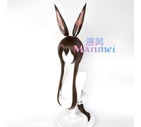 LINLINCD -Wig Anime Cosplay Morning Amiya Cos Wig Amiya Ark Low Bandage Version Stands for Ears (Wig + Ears) (Wig + Ears)