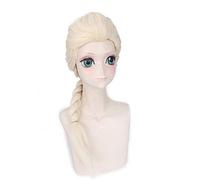 LINLINCD -Wig Anime Cosplay Princess Elsa Anna Wig Blonde Brown Braided Synthetic Hair Halloween Costume Cosplay Wig + Free Wig Cap Elsa Long Wig