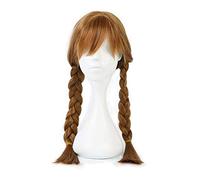 LINLINCD -Wig Anime Cosplay Princess Elsa Anna Wig Blonde Brown Braided Synthetic Hair Halloween Costume Cosplay Wig + Free Wig Cap Anna Long Wig