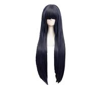 LINLINCD -Wig Anime Cosplay Role Play for Anime Hyuga Hinata Straight Hair Neat Bang Cosplay Wigs